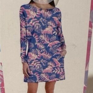 Chic Long Sleeve Floral Dress in Blue and Pink NEW with tag